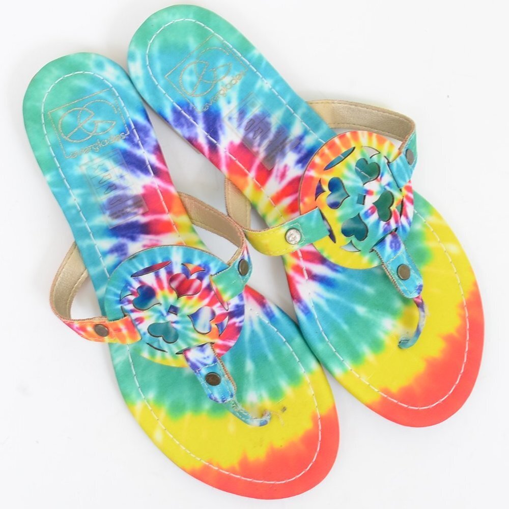 Everglades Tie Dye Flip Flop Thongs Beach Summer Sandals Women's 9 Hippie Boho